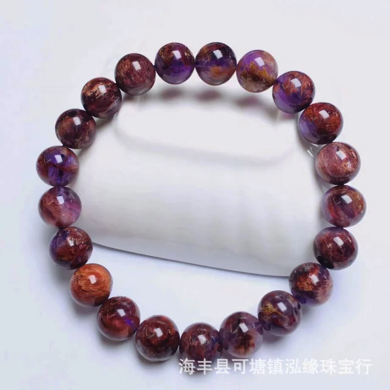 Natural Ghost Couple Purple Rutile Anomaly Crystal String Beads DIY Bracelet Ornament Wholesale