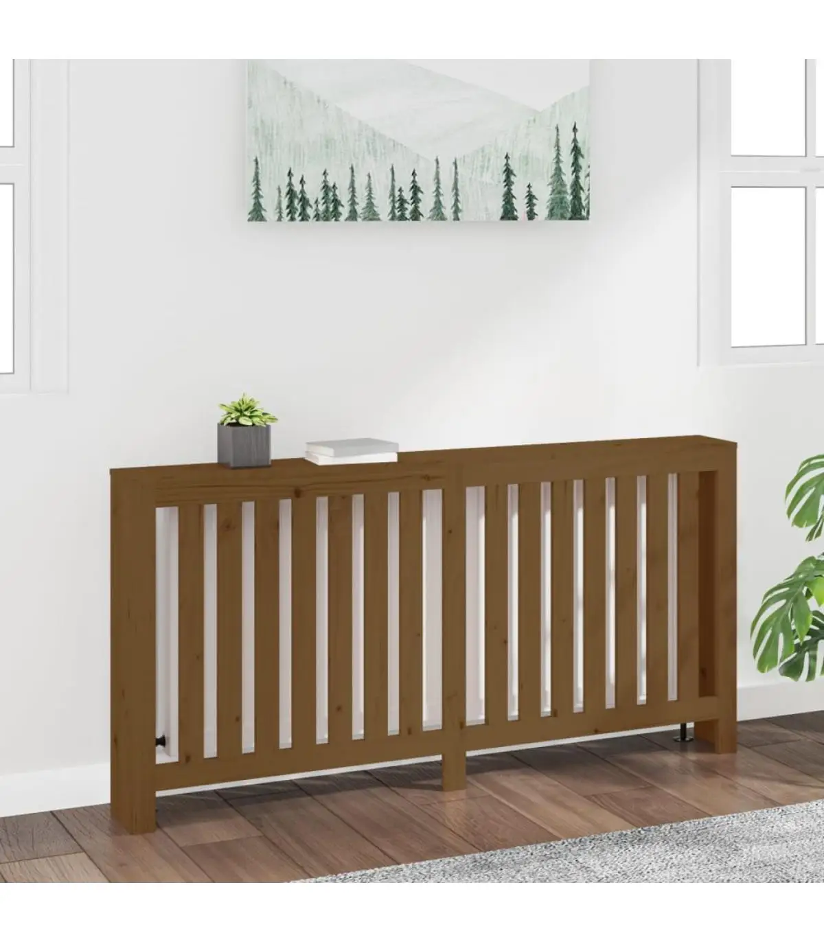 Accessories for heating radiators deck radiator solid wood pine brown honey 169x19x84 cm