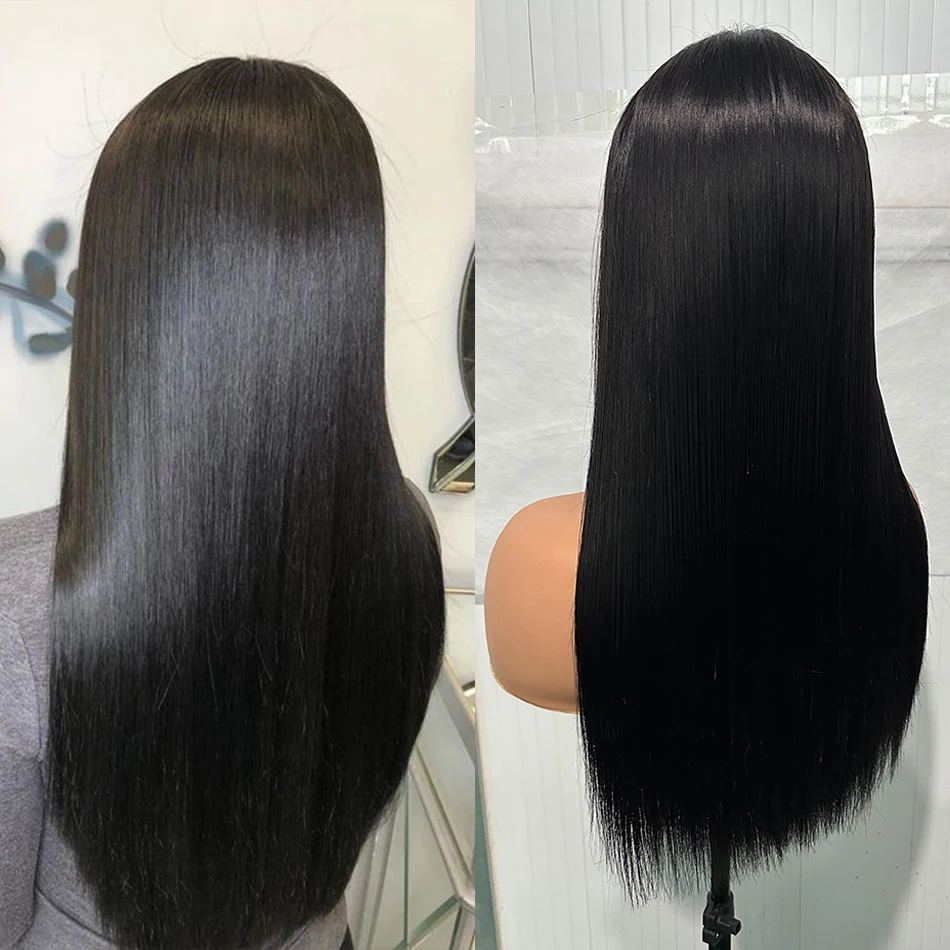 

100% Unprocessed Virgin Human Hair Lace Front Wig 250 Density Bone Silky Straight 2x6 4x4 5x5 HD Lace Closure Wigs Ready To Wear