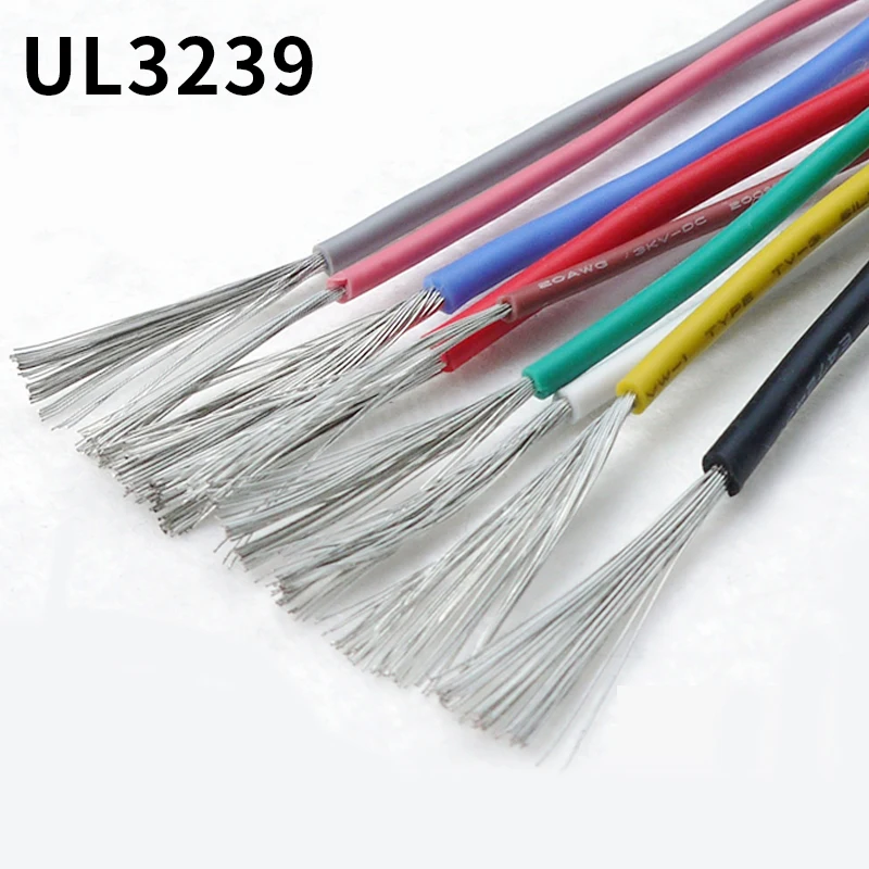 5M 10M 20M 50M 100M UL3239 Silicon Wire 26AWG Tinned Copper 3KV DIY LED Electronic Cable Soft and High Temperature Resistant