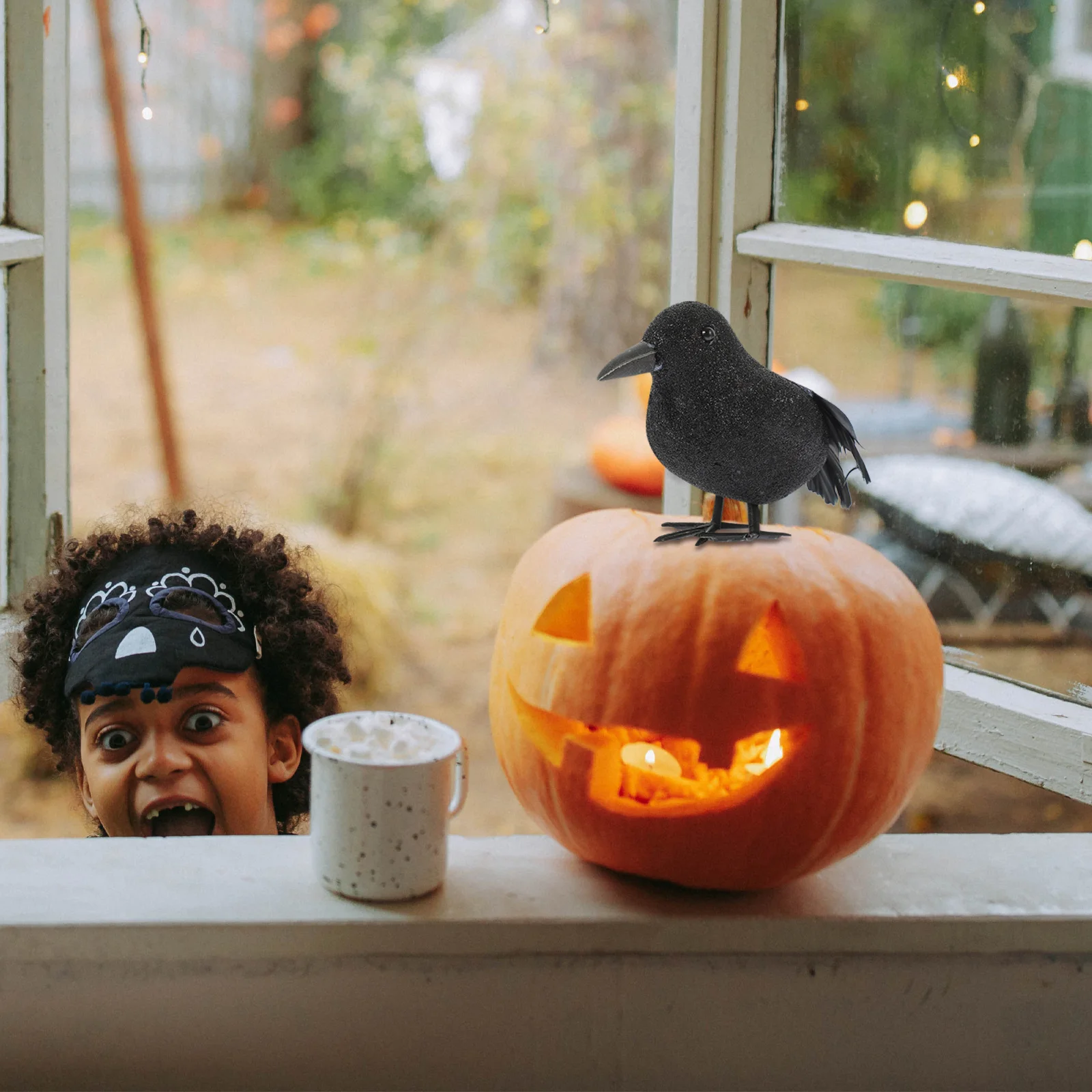 

2pcs Simulation Decor Halloween Small Crow Plume Ornament Fake Crow For Haunted Party Decoration Festival Prop Home Garden