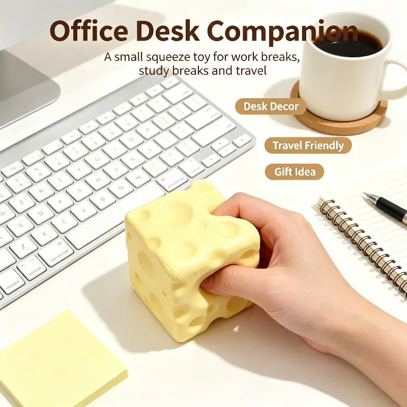 1/2/3PCS Yellow Cheese Slow-Rise Stress Toy - Soft Square Squishy, Office Decompression Party Classroom Reward