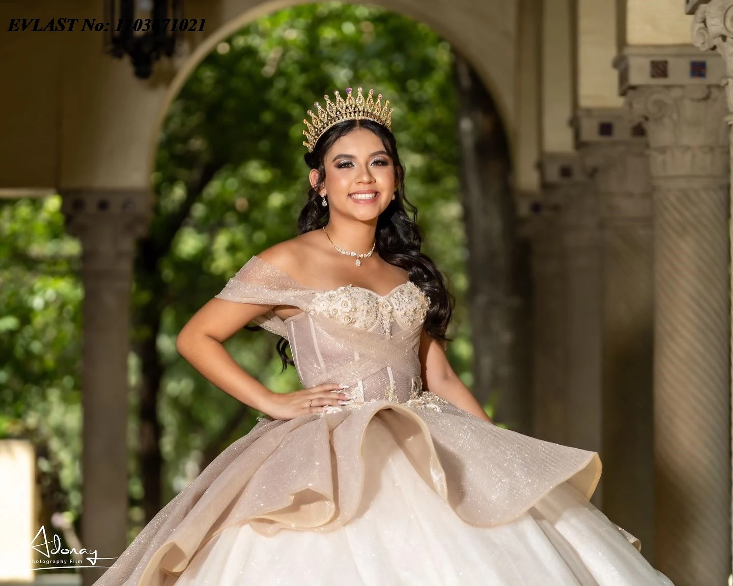 EVLAST Mexican rumieniec różowa sukienka na Quinceanera suknia balowa błyszcząca koronkowa aplikacja z perełkami warstwowa gorset słodki 16 Vestidos De Anos SQ361