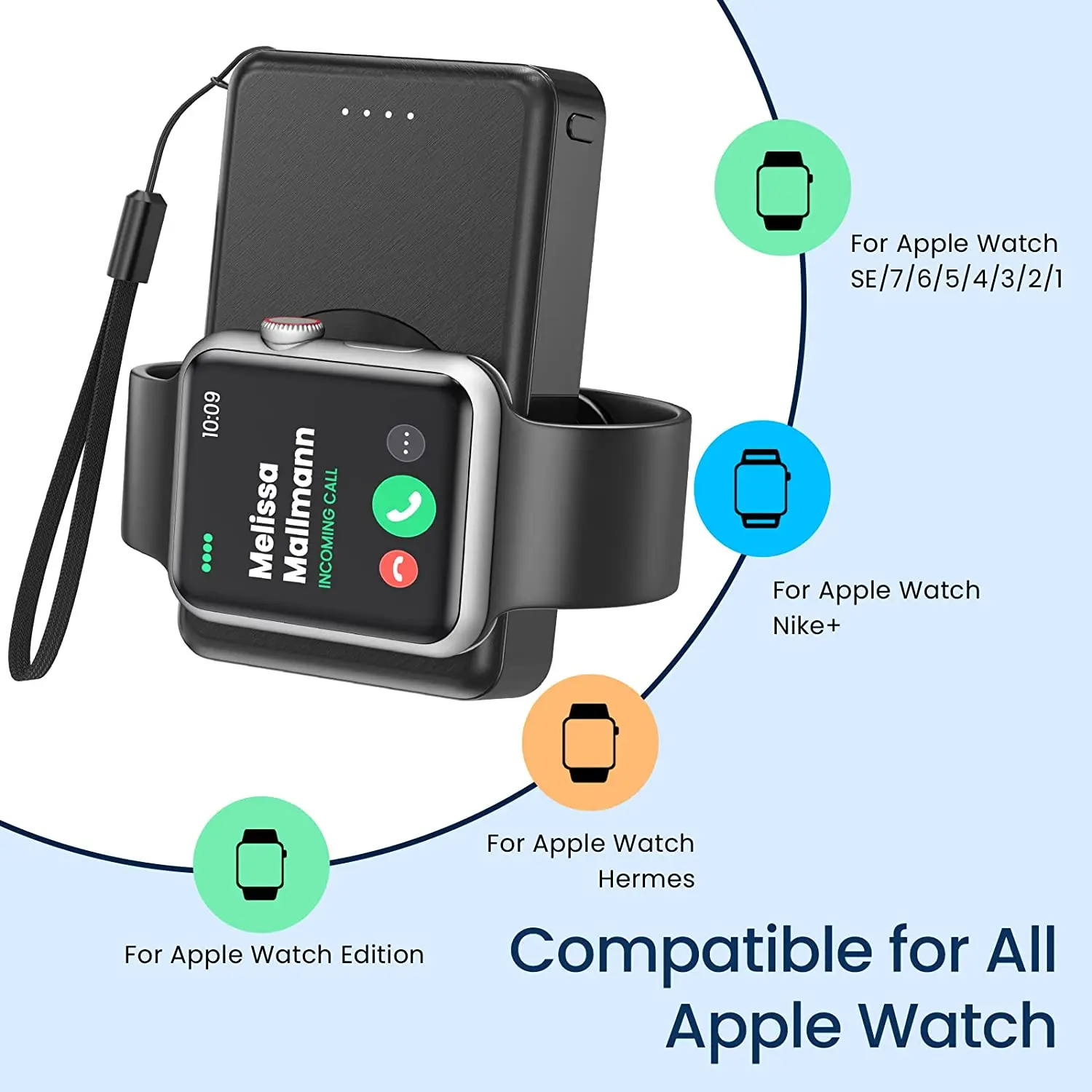 4000mAh Portable Power Bank Wireless Battery Pack Magnetic Charger for Apple Watch Series 10 9 8 7 6 5 4 3 2 1 SE Ultra 2 Ultra