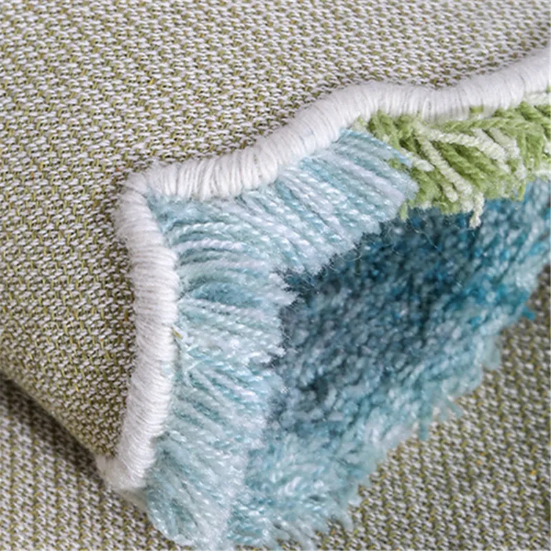 Tappeto fatto a mano con cuscino turchese e lana, coperta per sedia singola, camera da letto principale, soggiorno Villa di grado, blu e verde