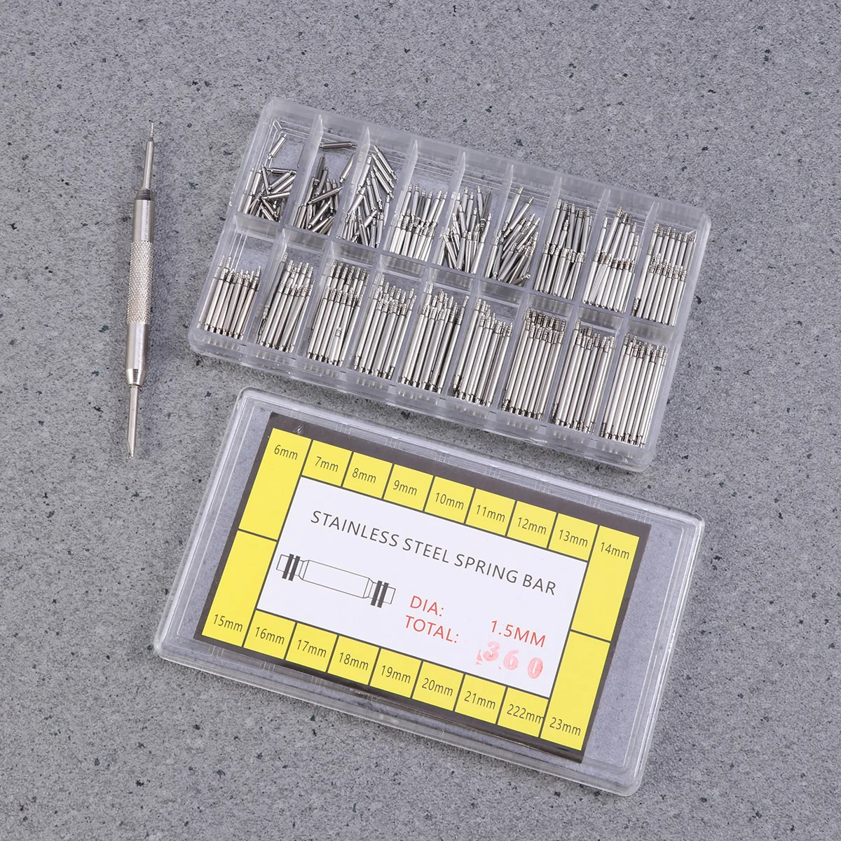 

360pcs Watch Repair Accessories Stainless Steel Spring Bars Replacement Tool Kit for Metal Watch Straps Repair Tool Set