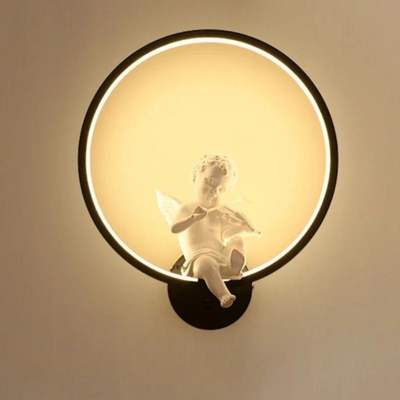 Nordic Children'S Room Bracket Trumpet Violin Circle Art Angel Home Light LED Wall Light Living Room Bedroom Corner Indoor Lamp