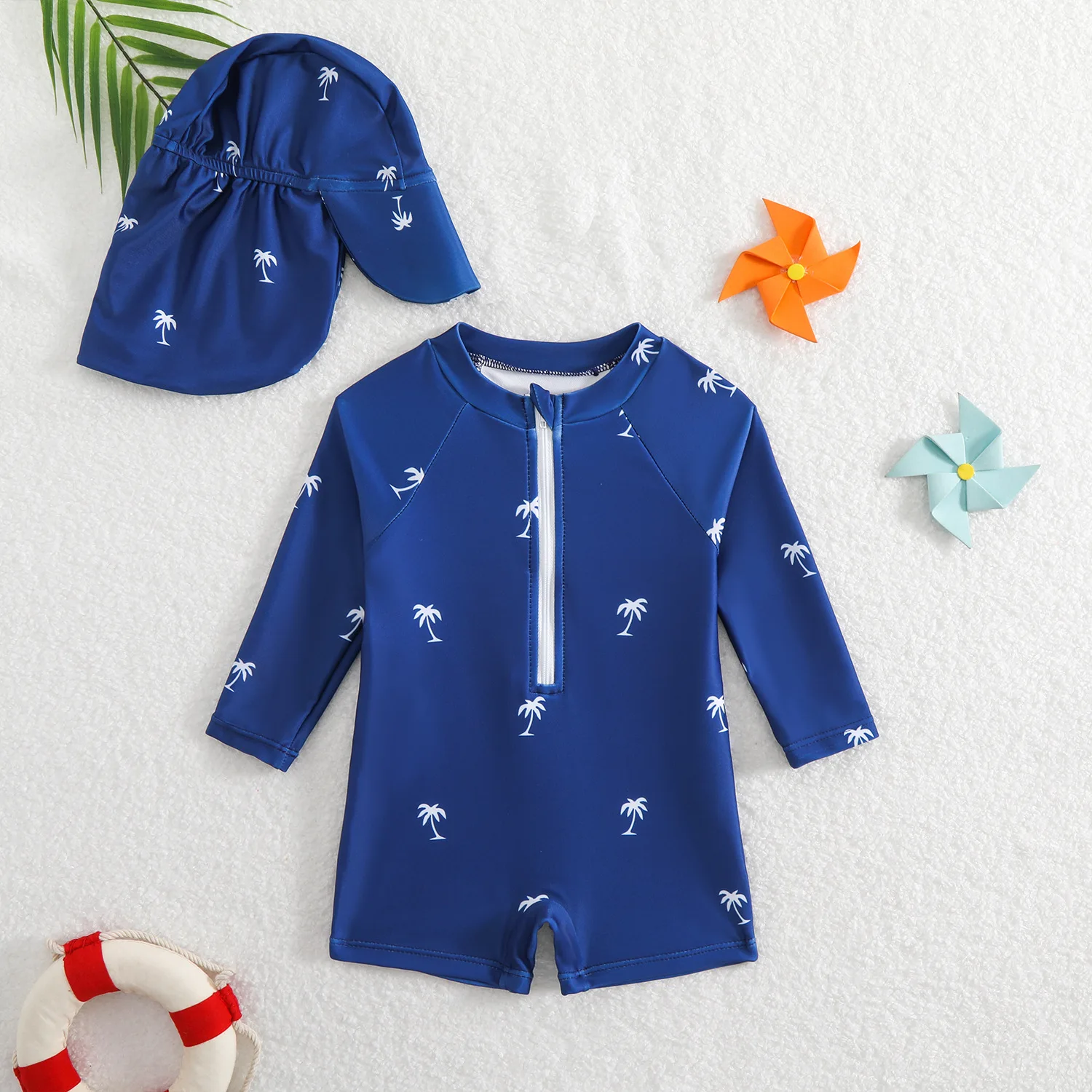 

New Boys Swimwear Set Cartoon Beach Outfit with Hat Soft Quick-Dry Fabric No Shrink & Fade Resistant | 2-Piece Swimwear UPF 50+