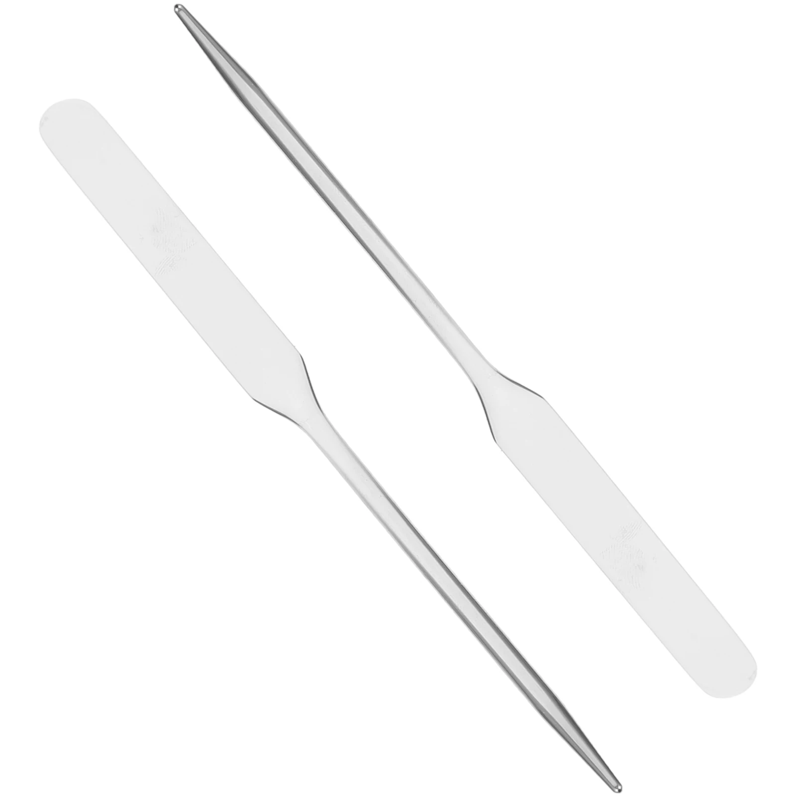 2 pezzi spatola per trucco in acciaio inossidabile tavolozza stick manico lungo strumenti di miscelazione miscelatore di bellezza fondotinta pigmento arte