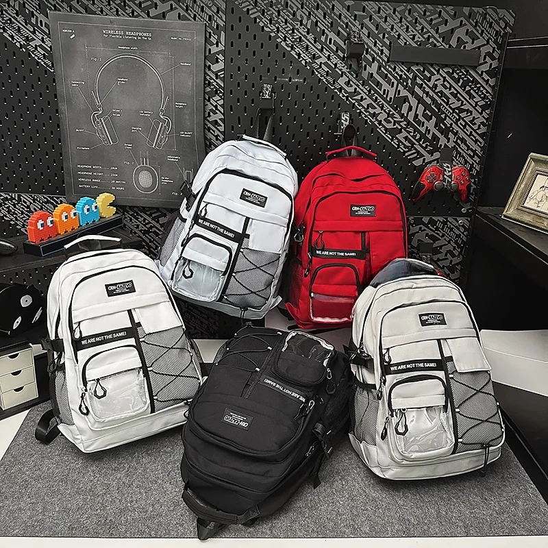 

Retro Workwear Bapa Large Capaci Multi-ket ex Student Bag American Sle School Bag with Cuter And Water Bott...