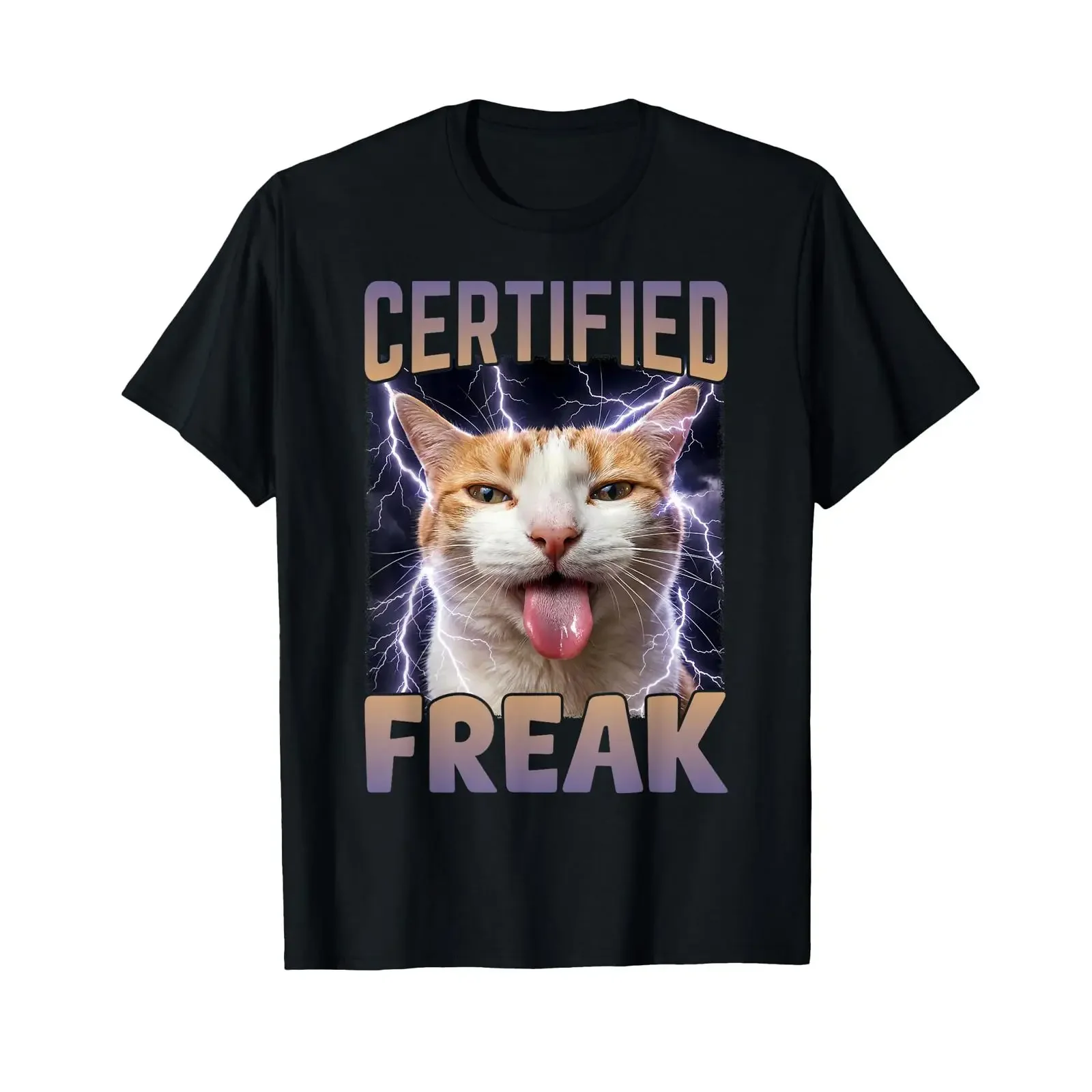 Certified Freak Cat Funny Cursed Meme T Shirt vintage Washed streetwear Soft Stylish Unisex Breathable Slightly homme