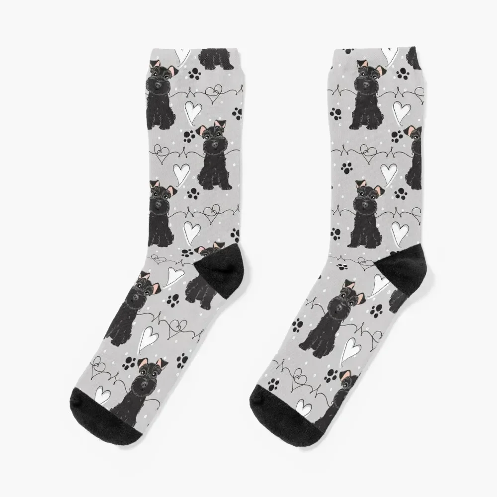 

Love Black Miniature Schnauzer Socks essential basketball designer brand Woman Socks Men's