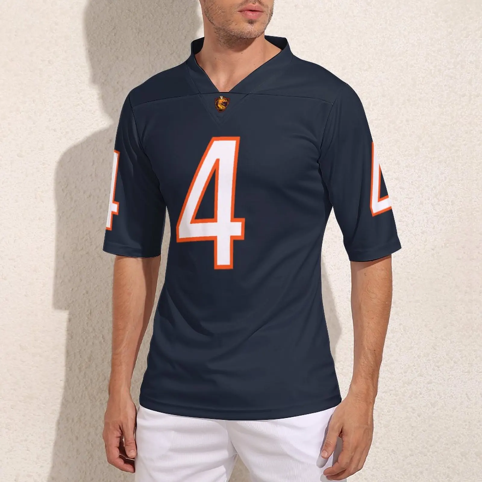 Custom Chicago No 4 Football Jerseys For Men Vintage Rugby Jersey Exercise Team Customize Rugby Shirt