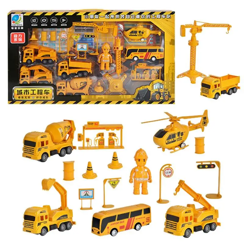 

Construction Vehicle Toys 18PCS Educational Construction Vehicles Interactive Construction Toys Funny Excavator Toy for Sandbox