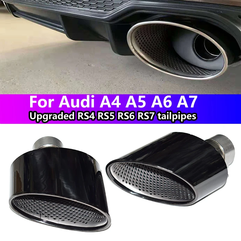 For Audi A4 A5 A6 A7 Exhaust Pipe Upgrade RS4 RS5 RS6 RS7 Stainless Steel Black RS Muffler Tip Exhaust Pipe Nozzle