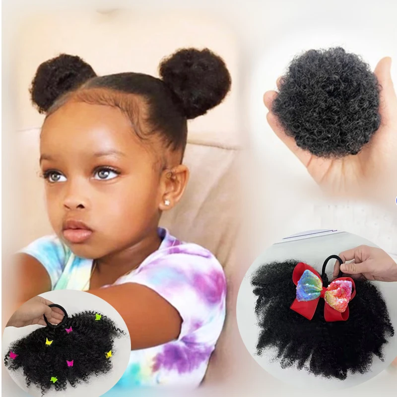 

6pcs/packs Clip and Go Afro Kinky Marley Ponytail with Elastic Band Soft Like Natural Human Hair Kids Braided Ponytail for Girl