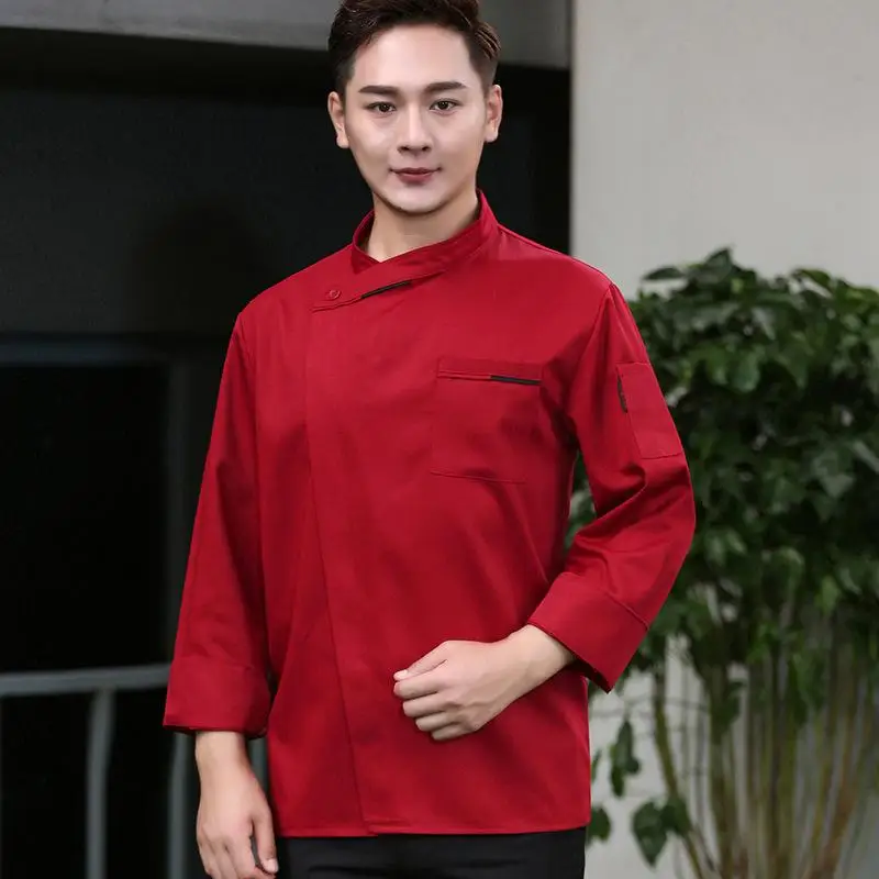 Picture 6: Chef's Clothing Long Sleeved Men Hotel Restaurant Kitchen Breathable Personalized Custom LOGO Cook Waiter Work Clothes Design