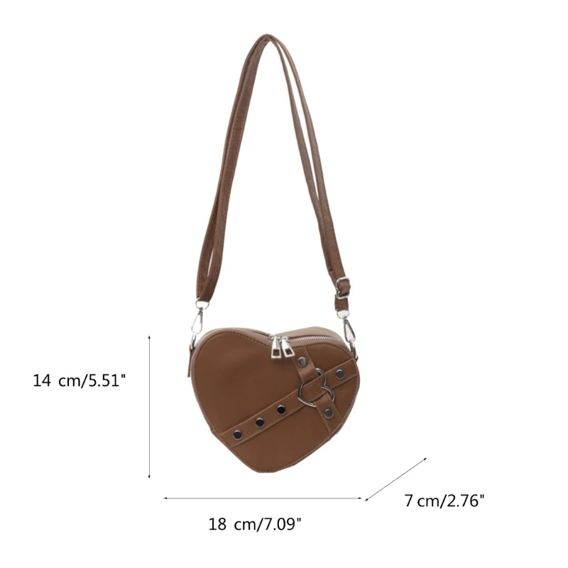 2024 Shoulder Bags Heart Shape Rivet Crossbody Bag Fashion Leather Phone Bag for Girl Women