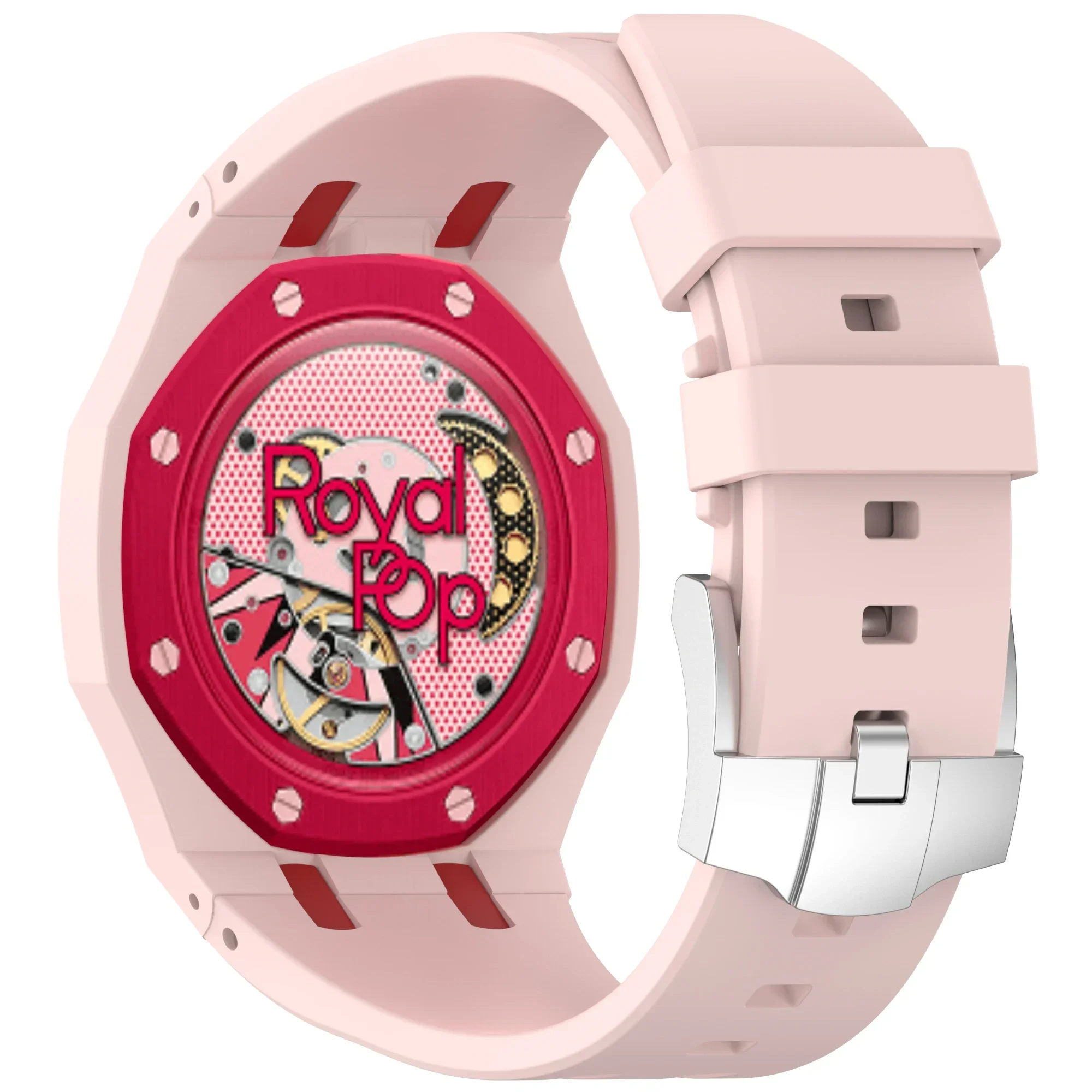 2-in-1-Armband + Gehäuse für Swatch x AP Royal Pop Taschenuhr, umbaubar zur Armbanduhr, PC-Gehäuse + Silikonarmband, Armband-Zubehör – Detail 22