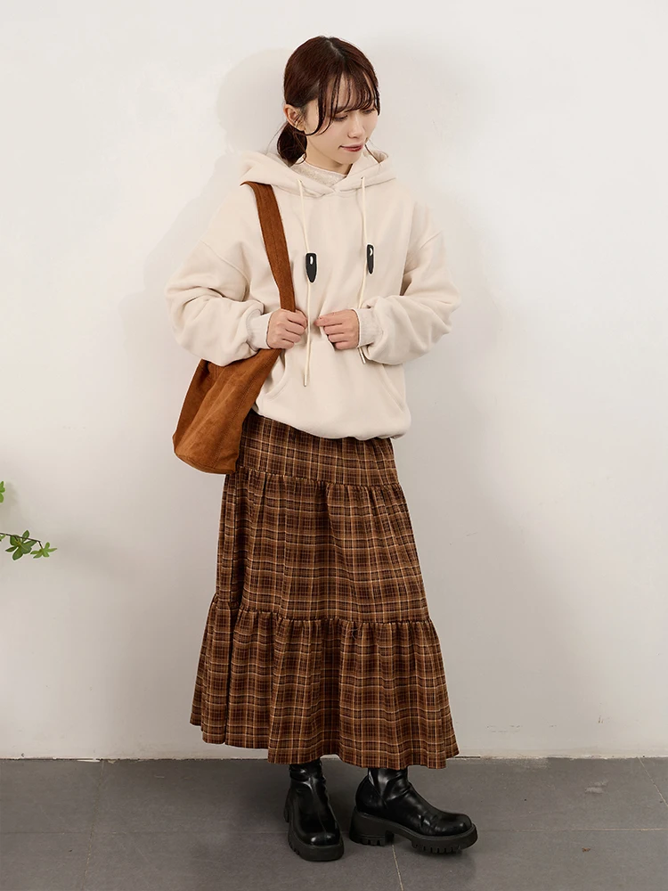 

Зимняя толстовка Annuus с капюшоном, на подкладке, однотонная, в японском стиле, свободного кроя, повседневная, утепленная, женская куртка