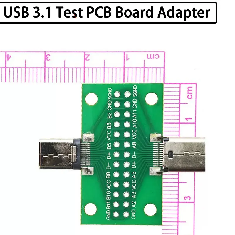 Type-C Male to Female USB 3.1 Test PCB Board Adapter Type C 24P 2.54mm Connector Socket For Data Line Wire Cable Transfer