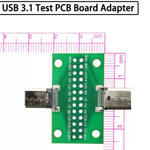 Imagen 2 del producto Adaptador de placa PCB de prueba USB 3,1, tipo C macho a hembra, conector tipo C 24P de 2,54mm para transferencia de Cable de línea de datos