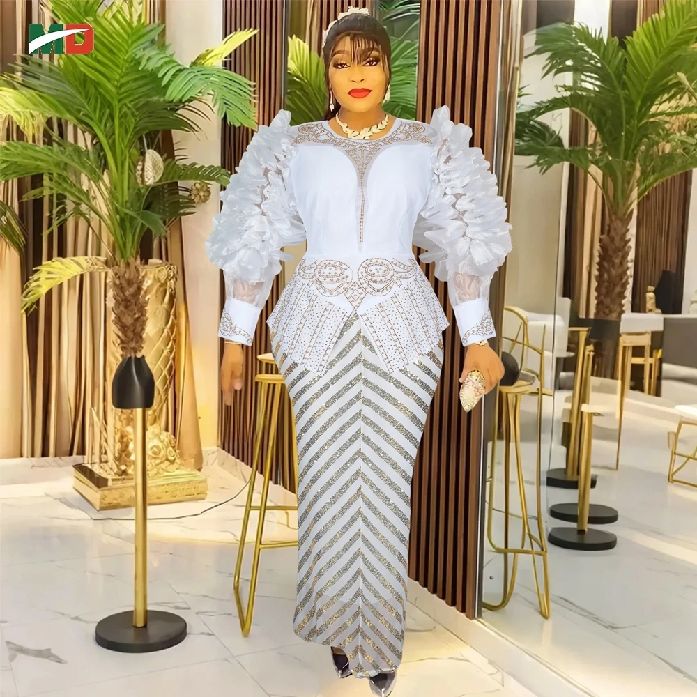 MD Paillettes Plus Size Abiti da festa africani per le donne Moda Dashiki Ankara Abito da sera da sposa Elegante Natale 2025 NUOVO vestito