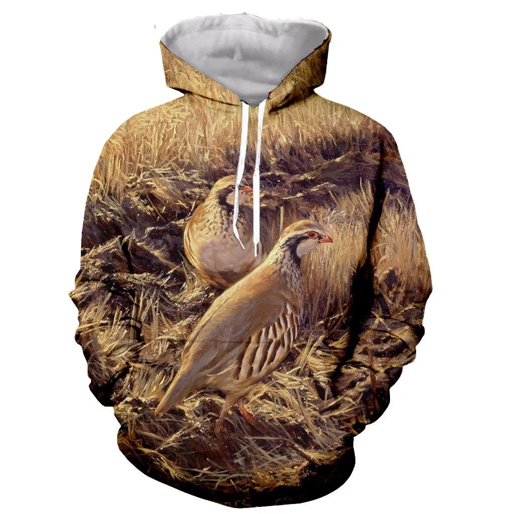 2022 Spring and Autumn 3D Printing Men\'s Women\'s Hoodie Hunting Suit Partridge Long Sleeve Fashion XL Pullover Camouflage