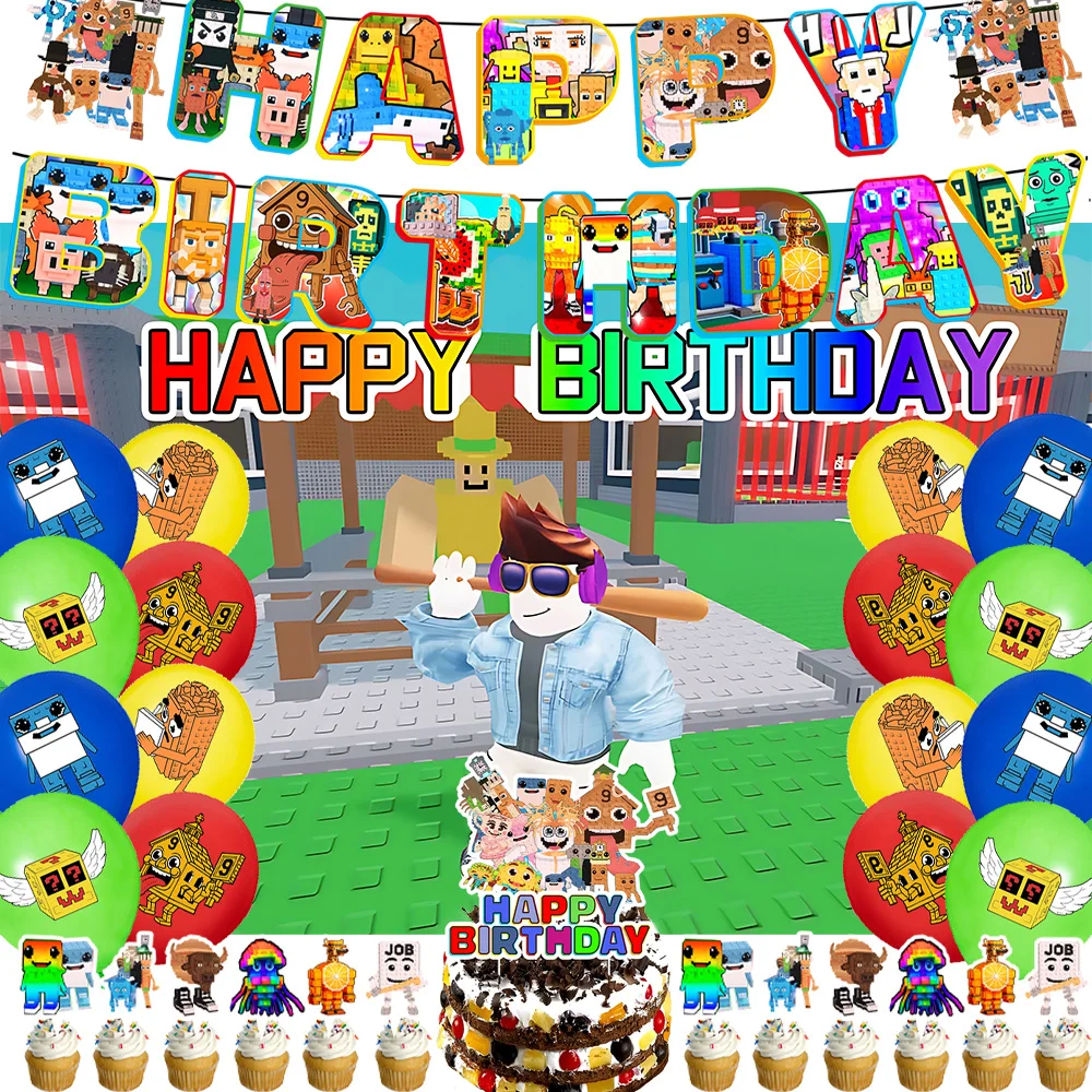 

Popular Game Steal a Brainrot Theme Party Decorations Cartoon Block Figure Backdrop Children Favor Gifts Balloons Party Toys