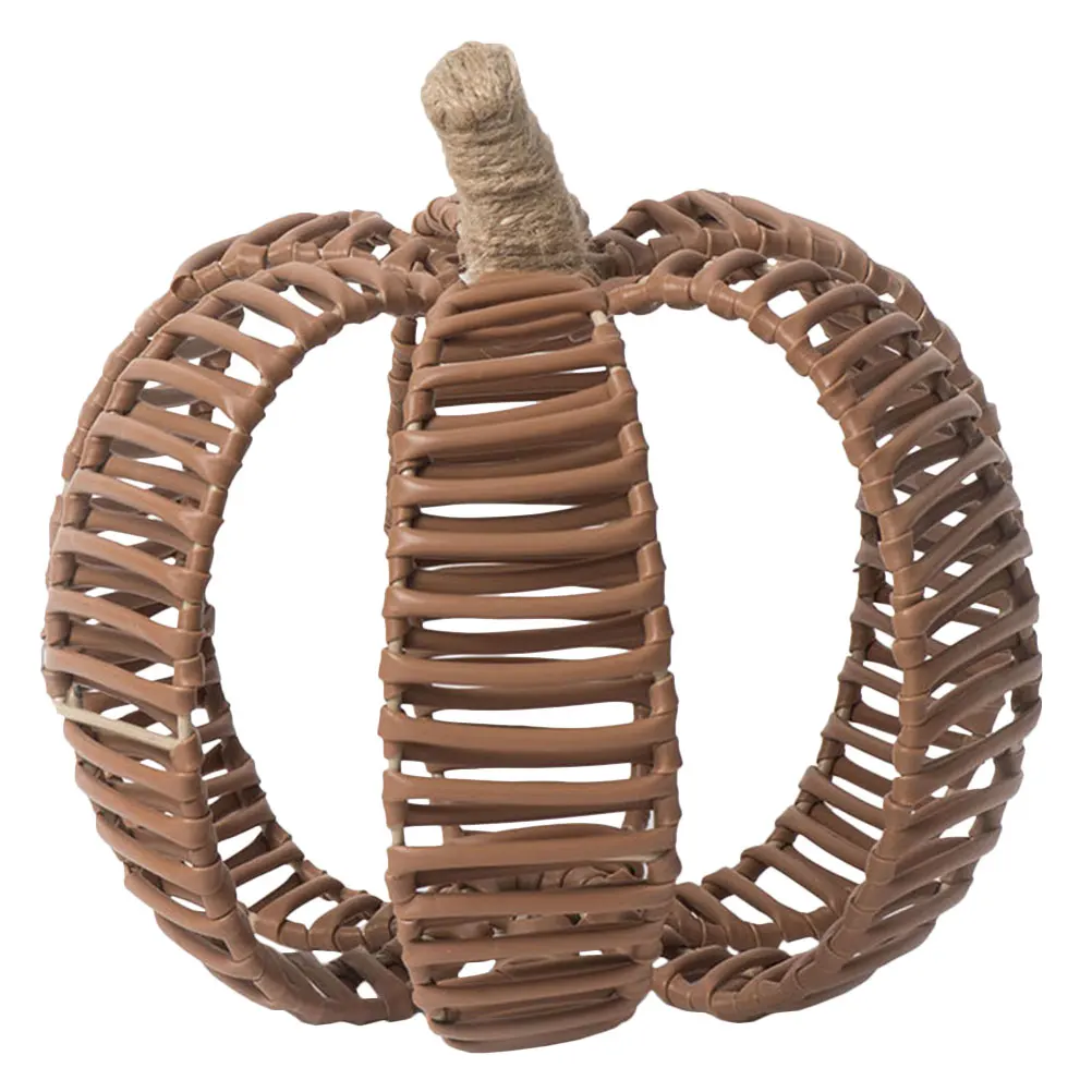 

Handwoven Decoration Woven Halloween Ornament Desktop Festive Decor Iron Frame Party Supply Woven Pumpkin Cozy Home Adornment