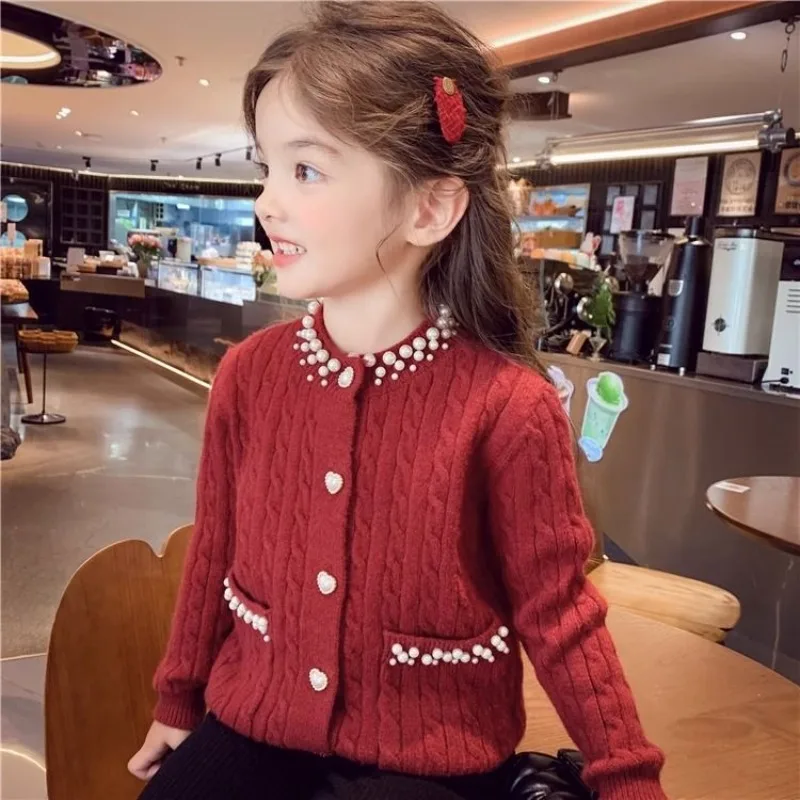 

Осень/зима 2022, новый стильный стильный кардиган в клетку для девочек, свитер для детей, вязаный топ с клетчатым дизайном для детей от 2 до 10 лет