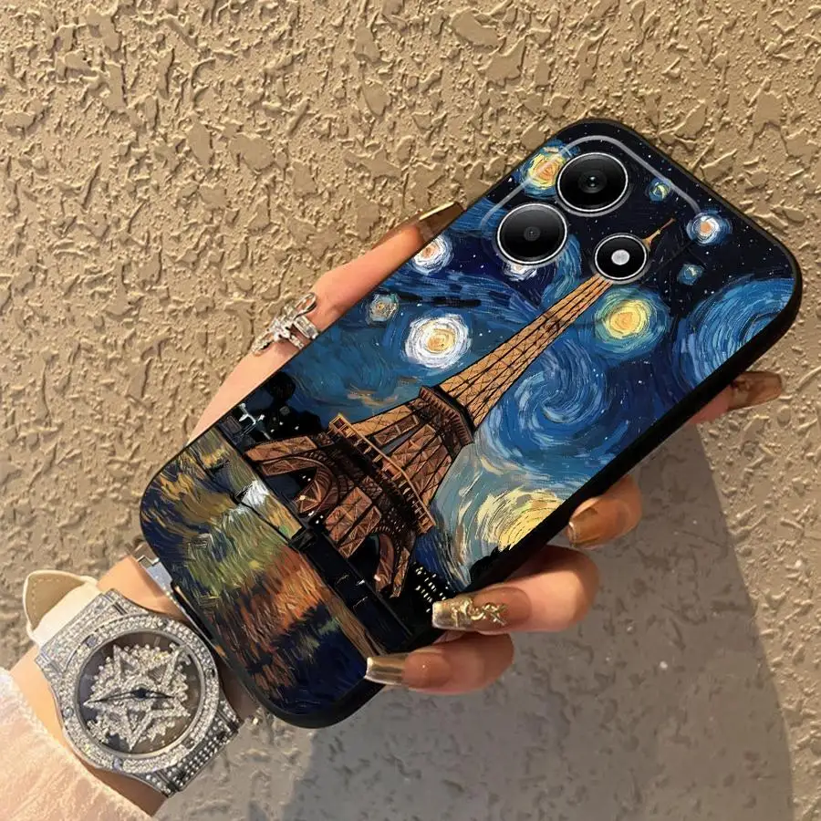 Hülle für Xiaomi Redmi Note 10S 7 8 9S 12s 11s 13 14 Pro Plus 9 10 11 12 Pro Schwarz Weiche Handyhülle Van Gogh
