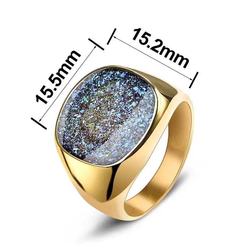 Stylish Oval Drip Glue Rings For Men 316L Stainless Steel Finger Ring For Men Hip Hop Party Jewelry Wholesale Male Wedding Gift