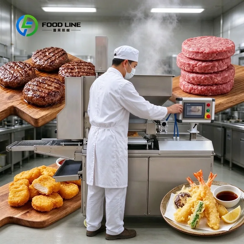 customized touch‑screen patty‑maker plc‑controlled shaper multi‑spec forming machine for burger fish veggie patty factory
