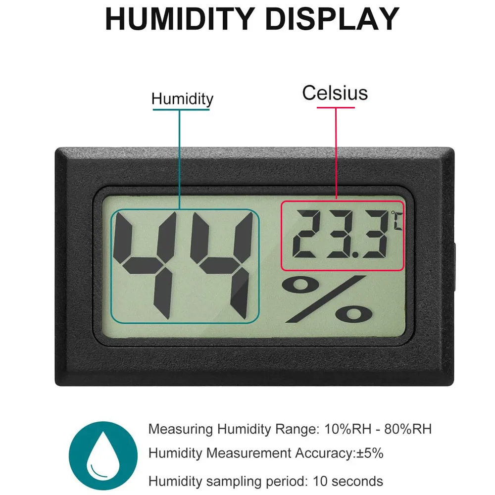 Oauee Mini Digital Thermometer Hygrometer Meter LCD Display With Waterproof Probe Humidity Meter Gauge Convenient Indoor Sensor