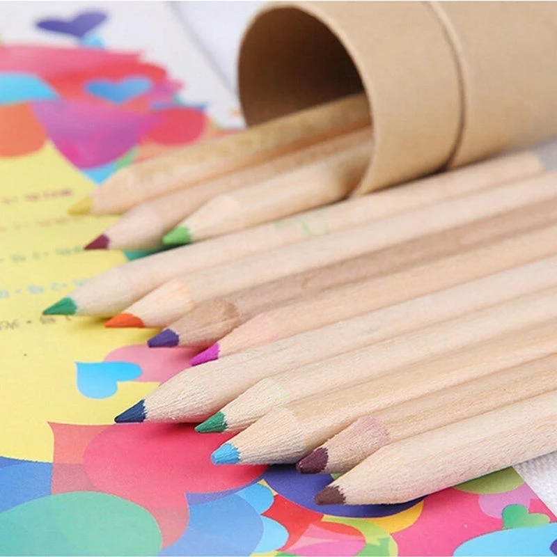 

New 12 Pcs Wooden Writing Colored Pencils 12 Colors W/ Sharpener Pen Child Gift Art Supplies for Artist Coloring Pencils 2023