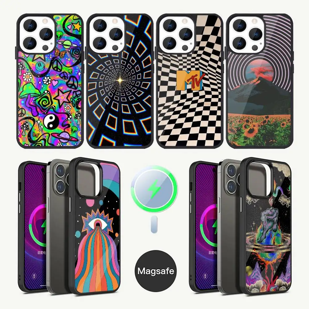 

Psychedelic Trippy Art Phone Case For iPhone 17,16,15,14,13,12,11,Plus,Pro,Max Mini Magsafe Magnetic Wireless Charging