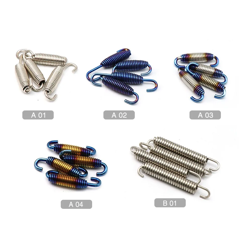 Stainless Steel Exhaust Pipe Springs Titanium Silencers Double Hooks Exhaust Pipe Connector Colored Kickstand Spring Universal