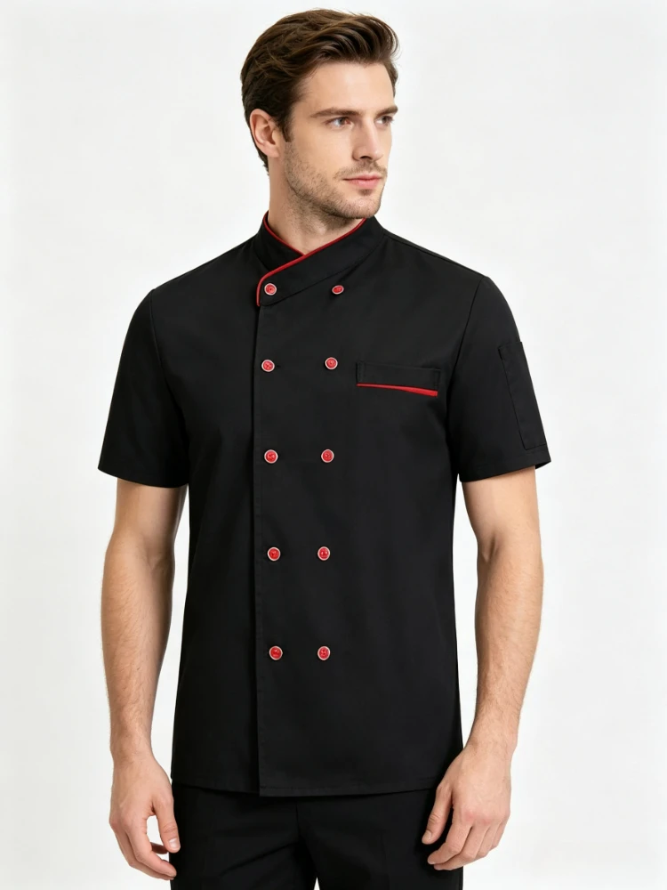 Kurzarm-Kochjacke, professionelle Kochuniform für Männer und Frauen, Hotelküche, Catering, Arbeitskleidung
