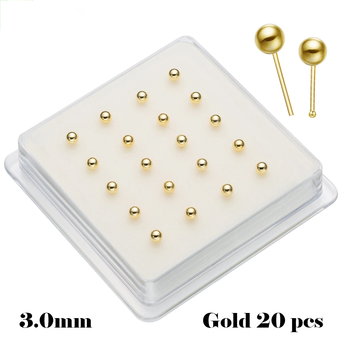 Women All-match Nose Piercing Jewelry Simple 3.0 Mm Ball Shape End Straight Ball End 925 Sterling Silver Perforation Nose Stud