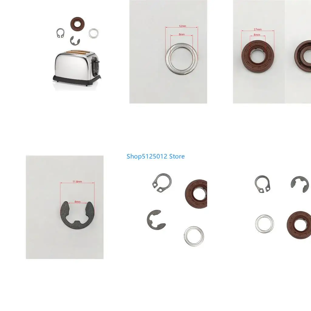 G8TC Universal Bread Machine Sealing Set Includes Seal Stainless Steel Flat Washer Clip and E Clip for Bakery Applications
