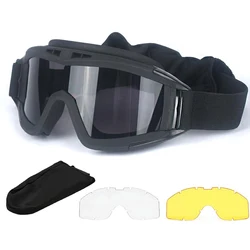 Airsoft Goggles Tactical Safety Paintball Goggles Outdoor Sports Anti Fog Glasses Eye Protection Interchangeable Lens