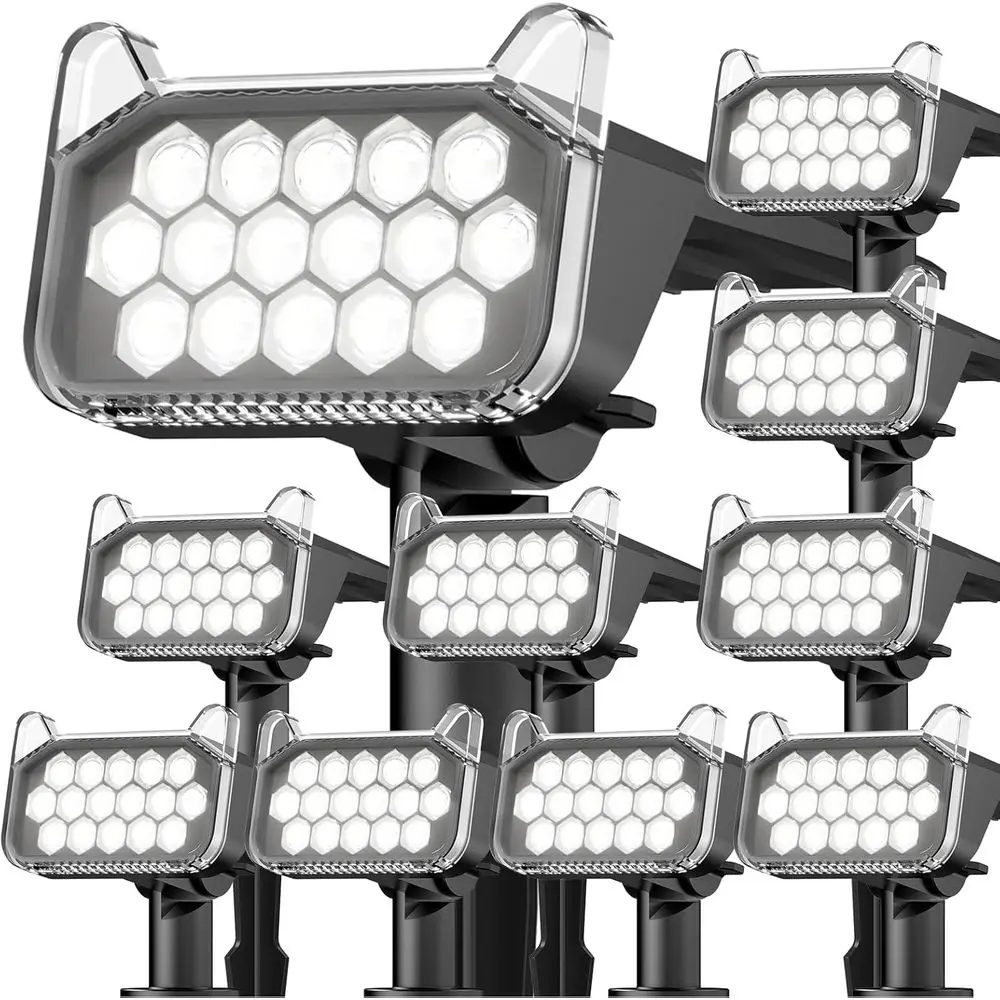 

Outdoor Waterproof Spotlights with 16 LEDs, 3 Modes, 10 Pack, Cool White