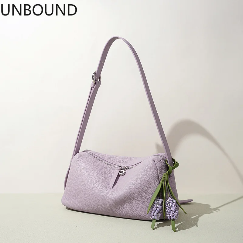 

UNBOUND genuine leather large capacity luxury pillow bag women's designer cowhide shoulder tote fashion underarm handbags bags