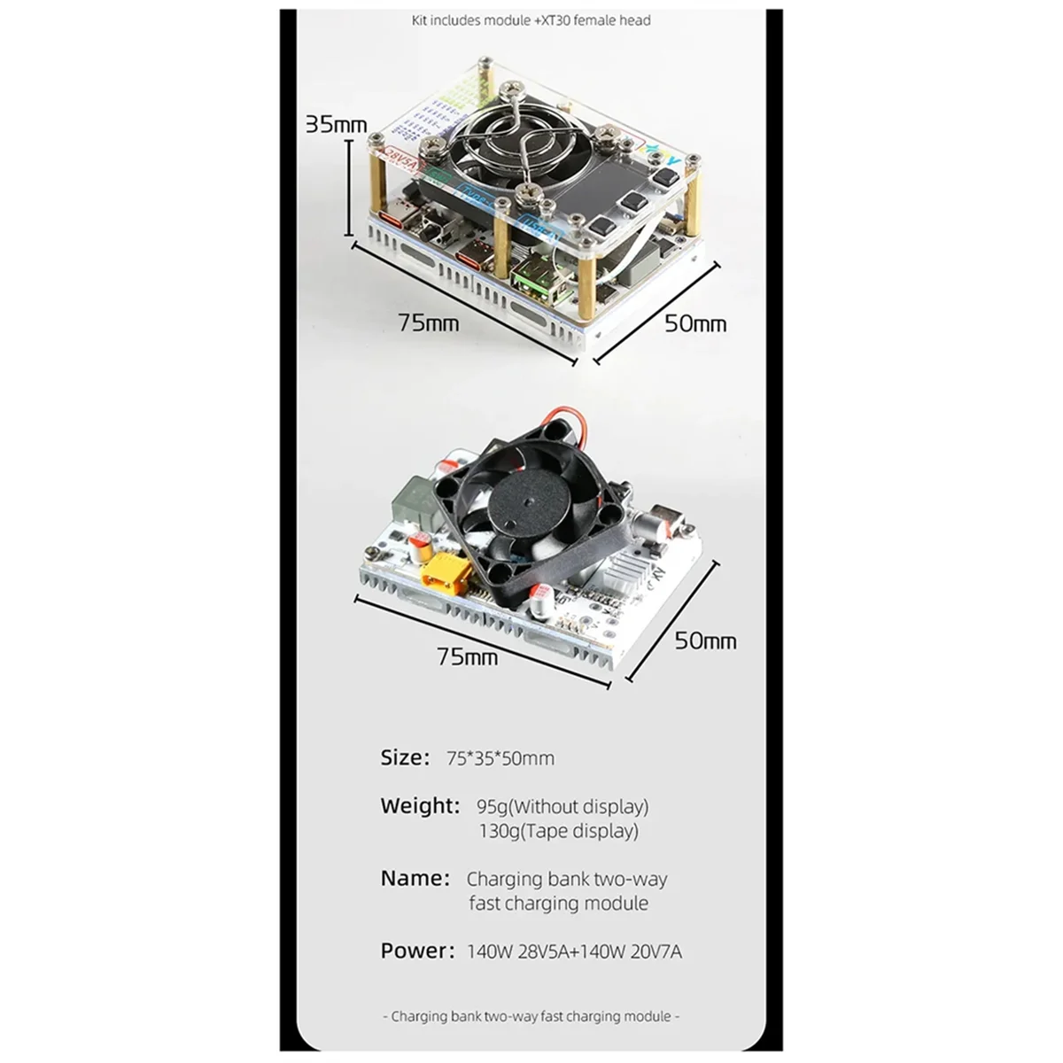 Upgraded PD3.1 140W+140W Fast Charging Module DIY Powerbank Motherboard XT30