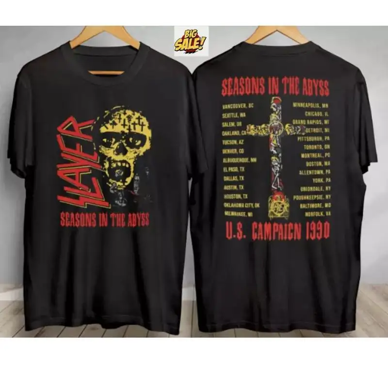 1990 Tour Abyss Vintage Slayer Seasons T Shirt Concert Campaicn Us Band