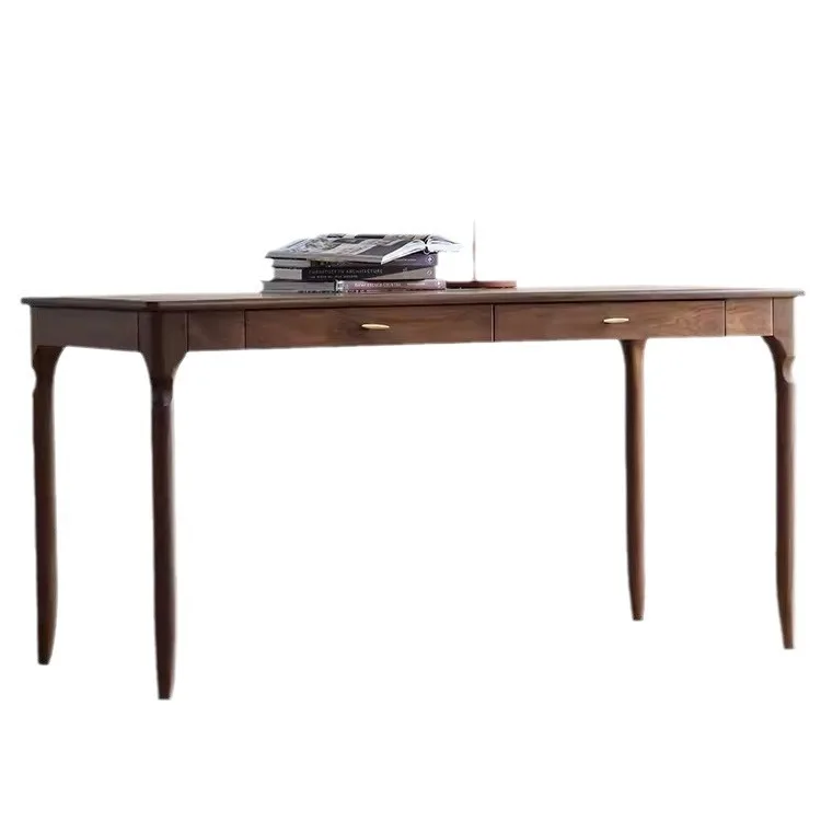 Solid Wood Black Desk for Bedroom Reinforced Frame Reliable Performance Smooth Surface