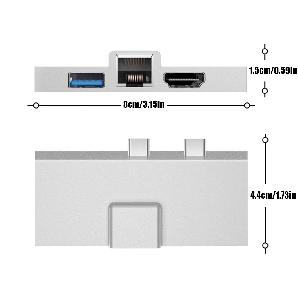 Pembaca kartu memori C Hub, untuk Microsoft Surface Pro 8 9 X tipe-c, stasiun Dok Hub dengan 4K kompatibel HDMI RJ45 USB 3.0