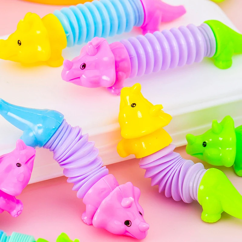 20Pc Colorful Telescopic Tube Transformation Dinosaur Stress Relief Toy for Kids Birthday Party Favors Wedding Guest Pinata Gift