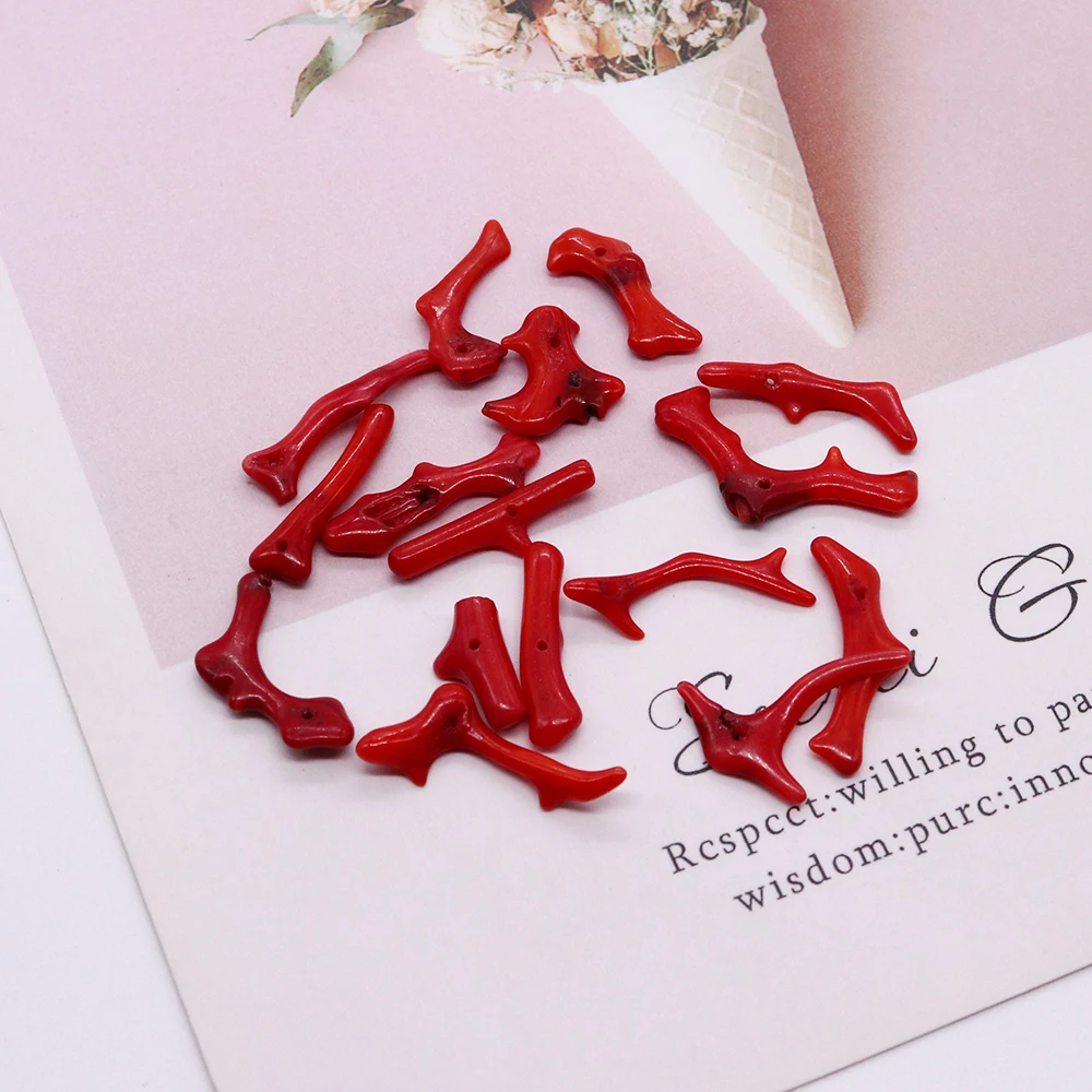 2023 New 1PCS Natural Coral Bead Red Irregular Branch Shaped Pendant Jewelry Making DIY Bracelet Necklace Earrings Charm Gift